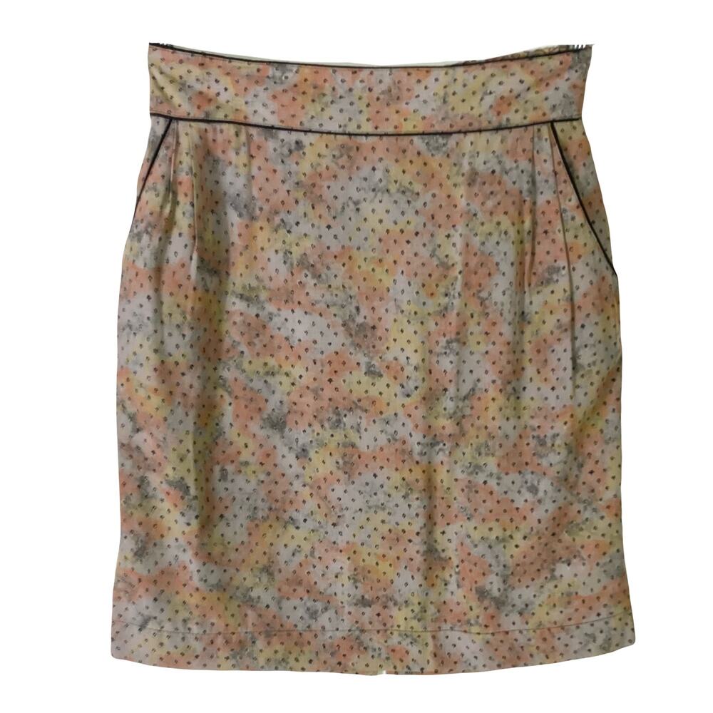 Nwot DOROTHY SCHOELEN Skirt 14 Vintage Floral Zip Split Back Knee Lined